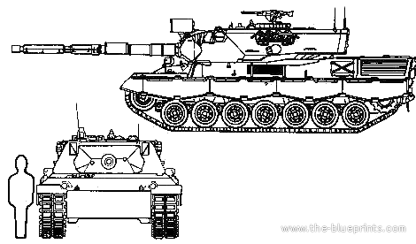 Танк Leopard 1A5 - чертежи, габариты, рисунки