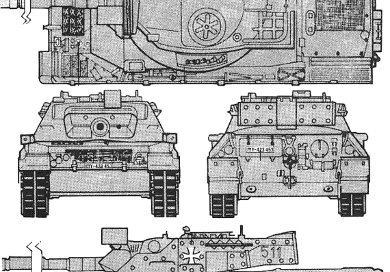 Танк Leopard 1 A1 - чертежи, габариты, рисунки