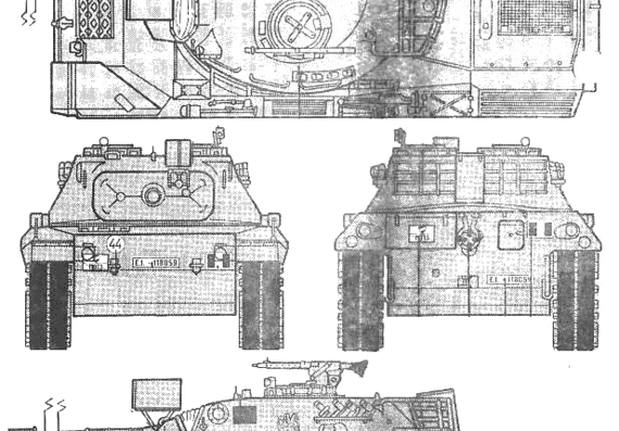 Танк Leopard 1 A2 - чертежи, габариты, рисунки