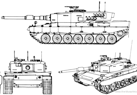 Танк Leopard 2 - чертежи, габариты, рисунки