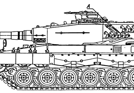 Танк Leopard 2A4 Pz 87 - чертежи, габариты, рисунки