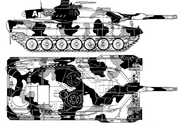 Танк Leopard 2 A6 EX - чертежи, габариты, рисунки