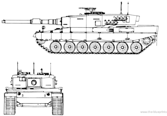 Танк Leopard 2 Main Battle Tank - чертежи, габариты, рисунки