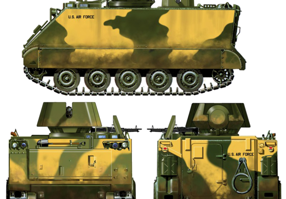 Танк M-113 ACAV + 106mm Recoilless Gun - чертежи, габариты, рисунки