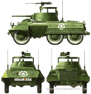 Танк M-8 Greyhound - чертежи, габариты, рисунки