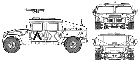 Tank M1025 HUMMVE - drawings, dimensions, figures