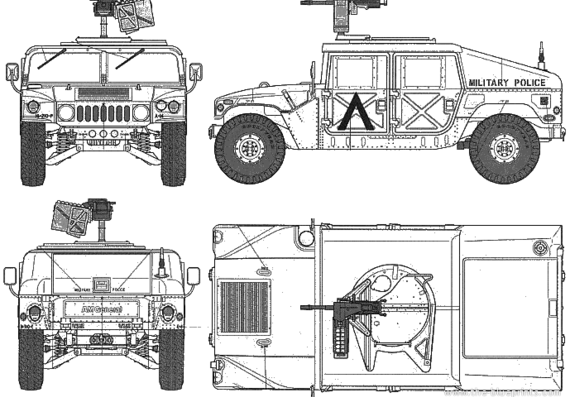 Танк M1025 Hamby Weapon Carrier - чертежи, габариты, рисунки