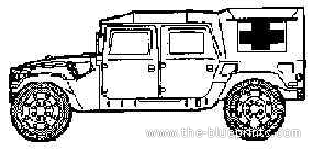 Tank M1035A1 HMMWV - drawings, dimensions, figures