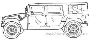 Tank M1035A2 HMMWV - drawings, dimensions, figures