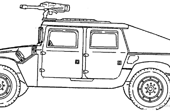 Танк M1043A2 HMMWV - чертежи, габариты, рисунки