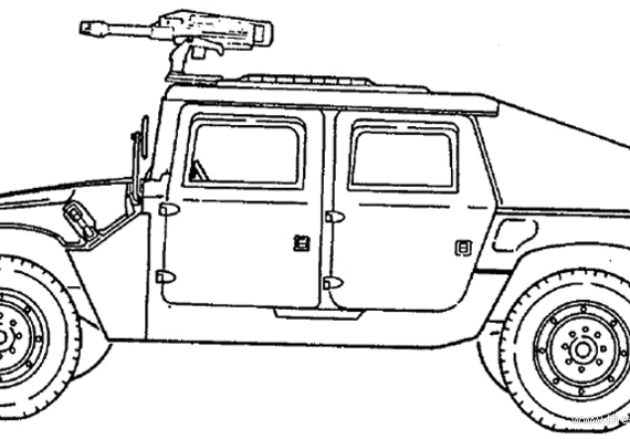 Танк M1043 HMMWV - чертежи, габариты, рисунки