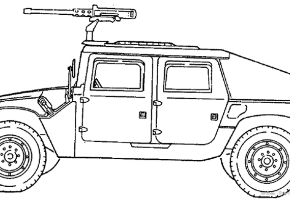 Танк M1044 HMMWV - чертежи, габариты, рисунки