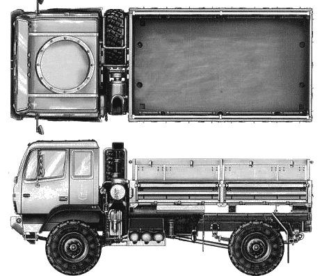 Танк M1078 LMTV Truck - чертежи, габариты, рисунки
