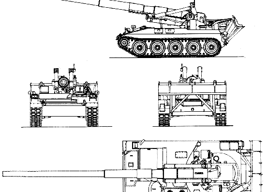 Танк M107 175mm SPG - чертежи, габариты, рисунки
