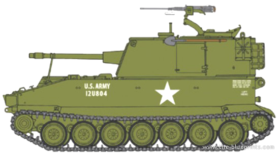 Танк M108 105mm SPG - чертежи, габариты, рисунки