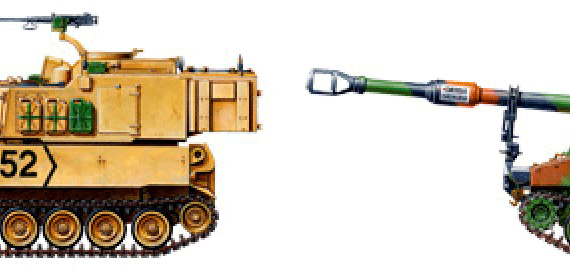 Танк M109A6 Paladin 155mm SPG - чертежи, габариты, рисунки