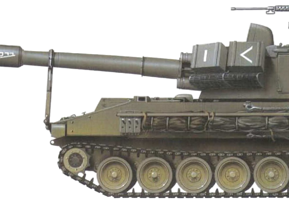 Танк M109AL 155mm SPG - чертежи, габариты, рисунки
