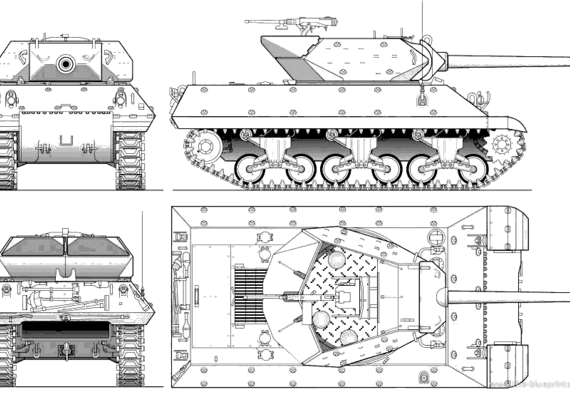 Танк M10 3-inch Gun Motor Carriage Wolverine - чертежи, габариты, рисунки