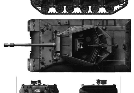 Танк M10 Achilles IIC GMC - чертежи, габариты, рисунки