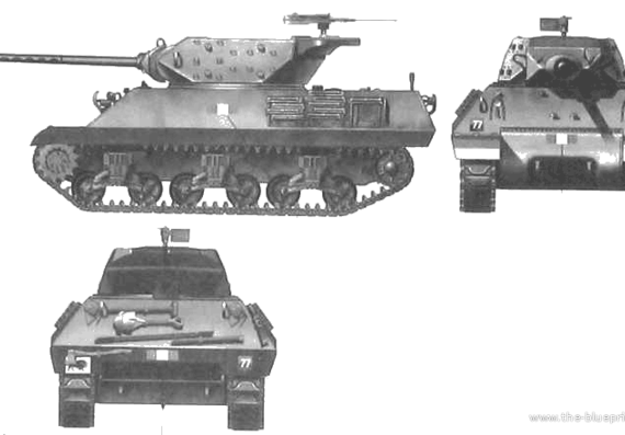 Танк M10 Achilles (Tank Destroyer) - чертежи, габариты, рисунки