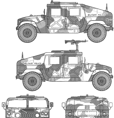 Танк M1109 HUMMVE - чертежи, габариты, рисунки