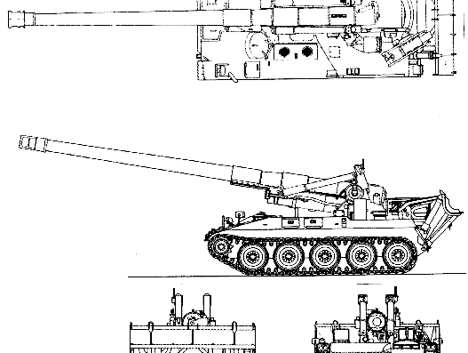 Танк M110A2 203mm SPG - чертежи, габариты, рисунки