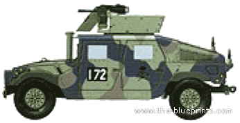 Танк M1114 HUMMVE - чертежи, габариты, рисунки
