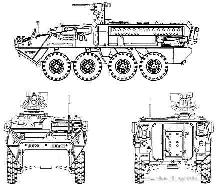 Tank M1126 Stryker - drawings, dimensions, figures