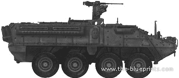 Танк M1126 Stryker 8x8 ICV - чертежи, габариты, рисунки