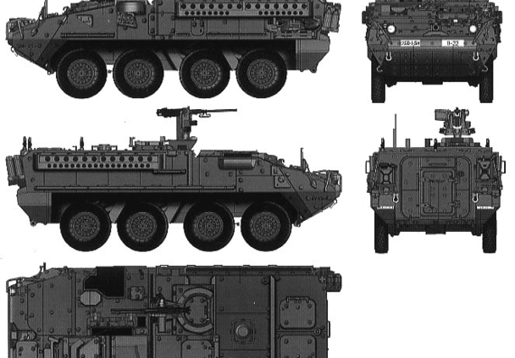 Танк M1126 Stryker IFV - чертежи, габариты, рисунки