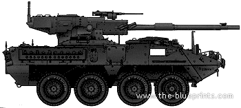 Танк M1128 Mobile Gun System (MGS) - чертежи, габариты, рисунки