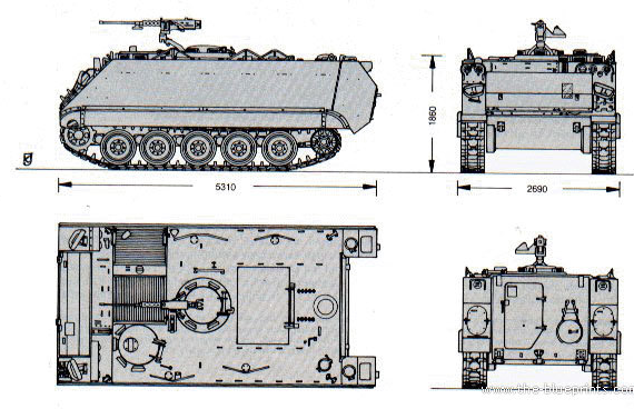 Танк M113 - чертежи, габариты, рисунки