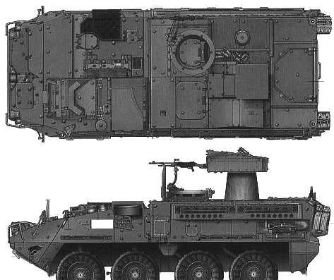 Tank M1134 Stryker ATGM - drawings, dimensions, figures