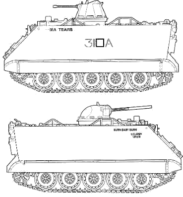 Танк M113A1 APC - чертежи, габариты, рисунки