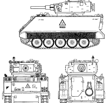 Танк M113A1 Fire Support - чертежи, габариты, рисунки