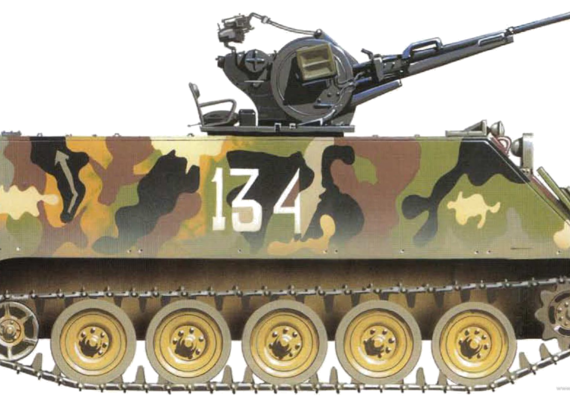 Танк M113A1 + ZU-23 - чертежи, габариты, рисунки