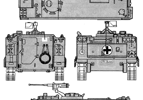 Танк M113 A1 - чертежи, габариты, рисунки