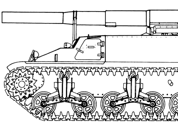 Танк M12 155mm GMC - чертежи, габариты, рисунки