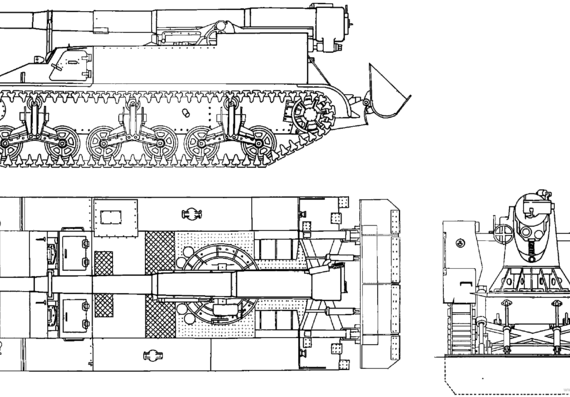 Tank M12 155mm T6 GMC - drawings, dimensions, figures