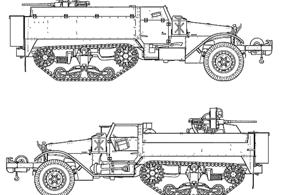 Tank M14 Half Truck Multiple Gun Motor Carriage - drawings, dimensions, pictures