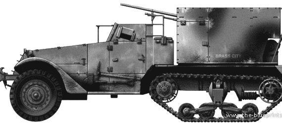 Танк M15A1 MGC - чертежи, габариты, рисунки