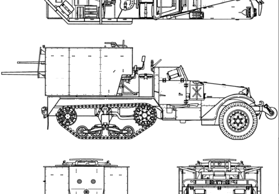 Tank M15 Multiple Gun Motor Carriage - drawings, dimensions, pictures
