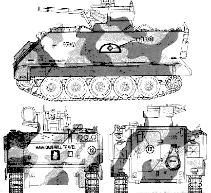 Танк M163 - чертежи, габариты, рисунки