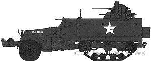 Tank M16 AA GMC - drawings, dimensions, figures