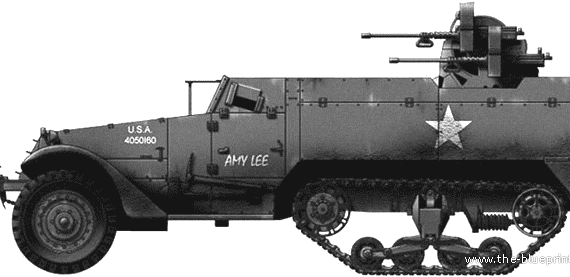 Танк M16 MGC - чертежи, габариты, рисунки