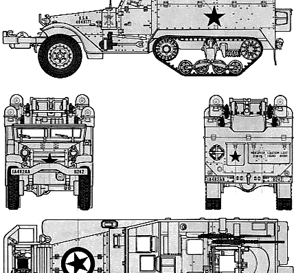 Tank M16 Motor Gun Carriage - drawings, dimensions, pictures