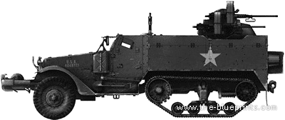 Tank M16 Multiple Gun Motor Carriage - drawings, dimensions, pictures