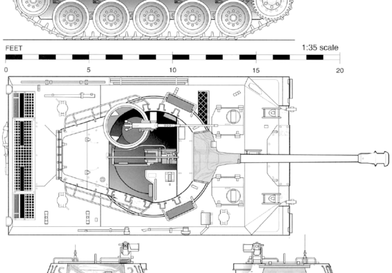 Танк M18A1 Hellcat 76mm Gun Motor Carriage - чертежи, габариты, рисунки