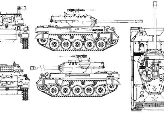 Tank M18 Hellcat - drawings, dimensions, figures