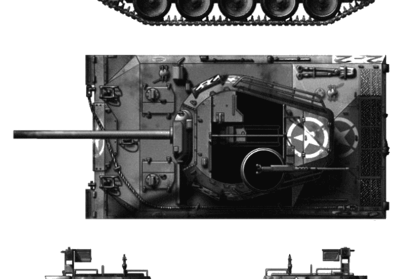 Танк M18 Hellcat 76mm GMC - чертежи, габариты, рисунки